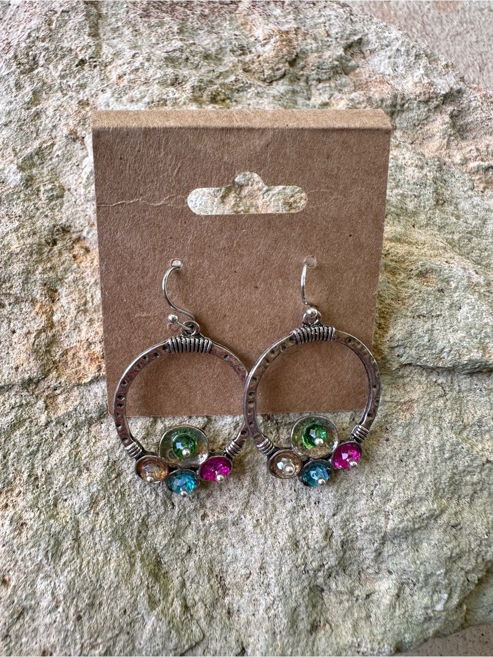 Multicolor Crystal Hoop Drop Earrings - Women Jewelry